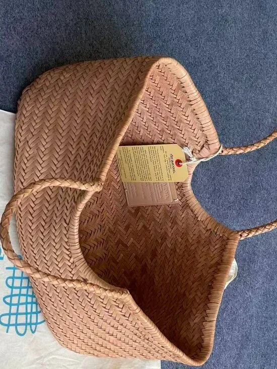 Dragon Diffusion Woven Leather Tote Tan Large Basket Bag 49cm Handcrafted - Picture 3 of 5